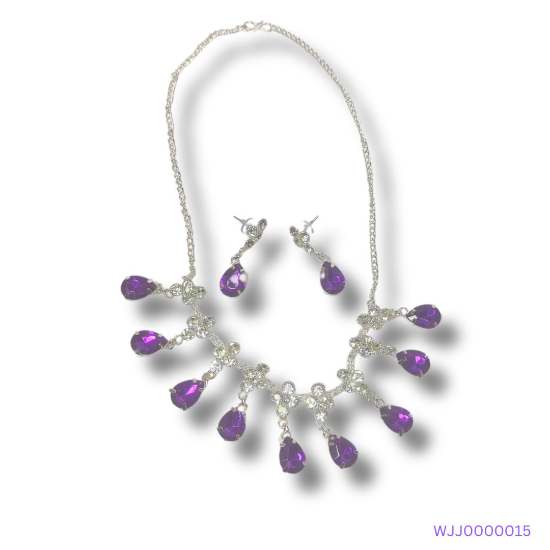 Sparkle with Elegance The Gorges Purple and White American Diamond Jewellery Set